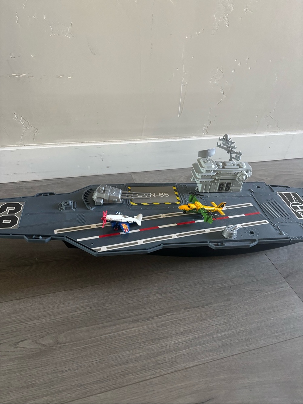 Gray Kids Aircraft Carrier Playset with Toy Planes